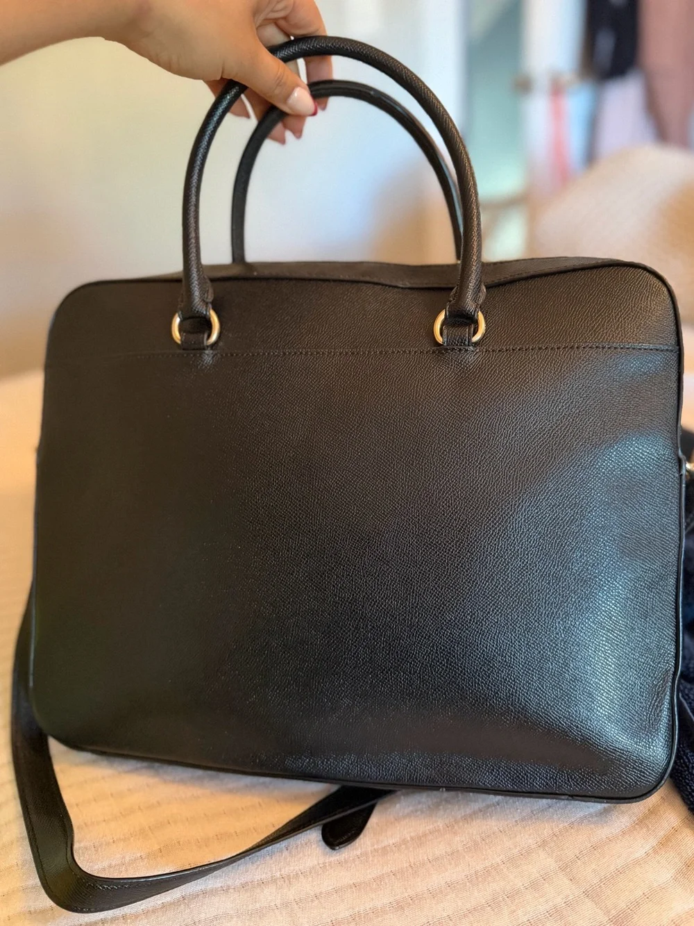 Coach Black Leather Laptop and Crossbody Bag